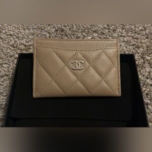 SOLD!! Chanel 22A dark beige Classic Card Holder